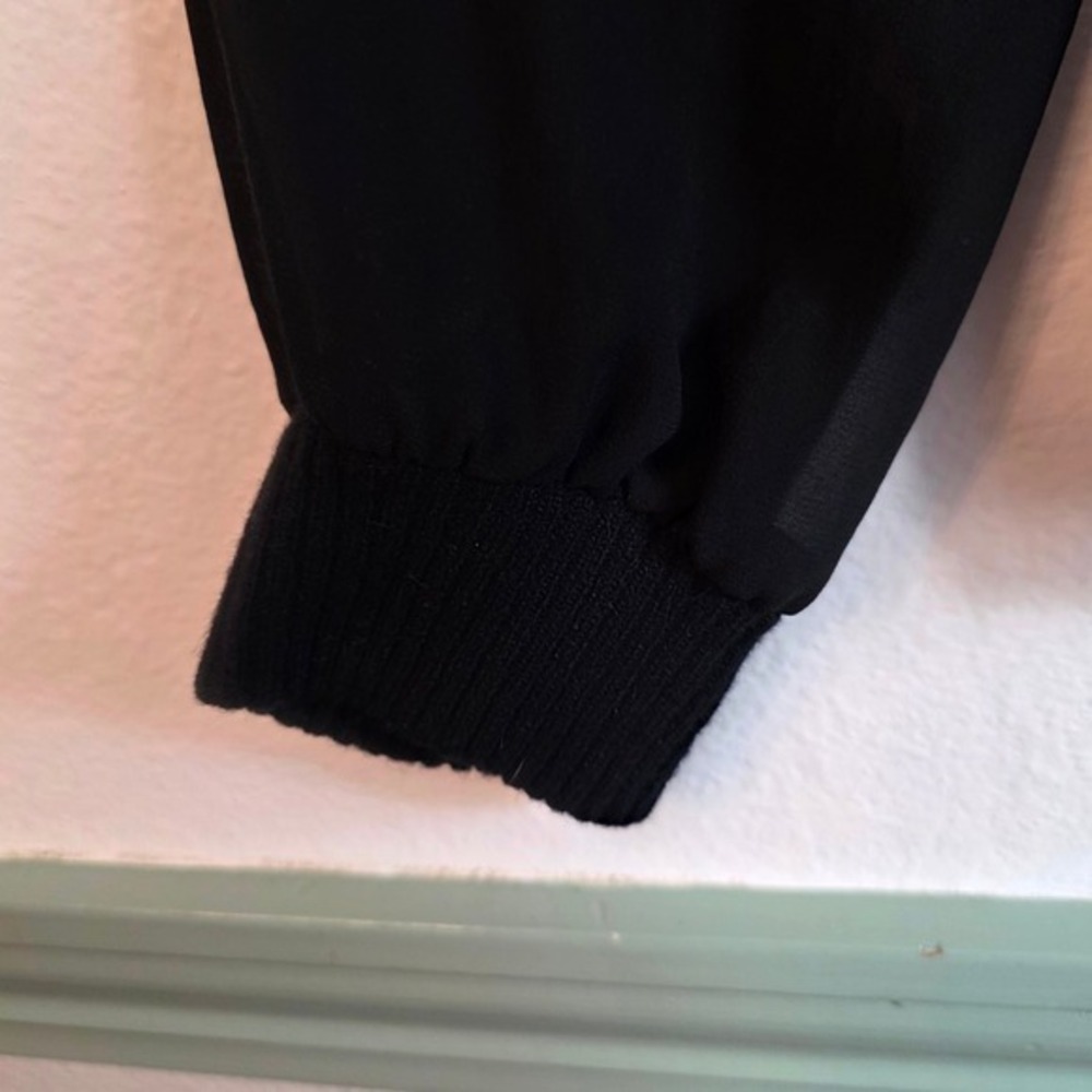 O'2nd Jacket Women 6 Black Gray Wool Blend Mixed Media Sheer Sleeve 2AM3WJ040 - Picture 11 of 16
